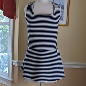 Navy and White Anthropologie Peplum Top